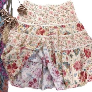 Jones Wear Boho Floral Cream Pink Multicolor Skirt Sz 14
